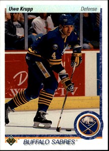 1990-91 Upper Deck Buffalo Sabres Hockey Card #187 Uwe Krupp