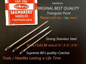 Pack Of 3 Assorted Sizes Sailmakers & Canvas Tool Triangle Sharp Needles - Picture 1 of 14