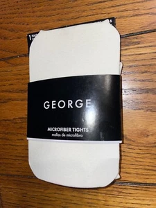 George Girl's Microfiber Tights Tusk (White) - Size 12-16 - NEW - Picture 1 of 6
