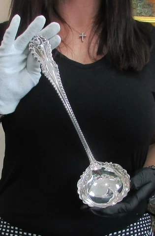 1892 DOMINICK & HAFF MAZARIN STERLING SILVER 14" SOUP LADLE Cover