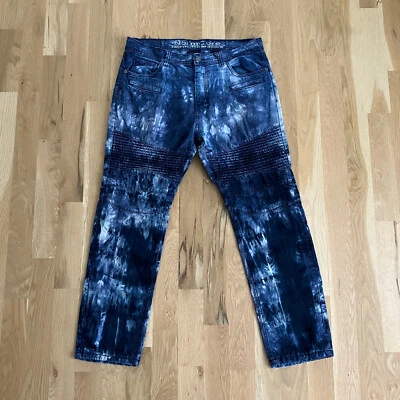 Normal + Hardware Jeans Men's 39X33 Blue Denim Straight Leg Tie-Dyed Streetwear - Image 1 of 4