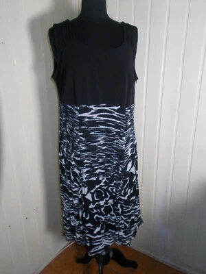 Robe longue polyester noir stretch BETTY BARCLAY 48 20uk 18us sans manches - Photo 1/4