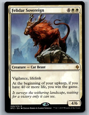 Magic MTG Battle for Zendikar Felidar Sovereign #026/274 TCG CCG - Image 1 of 2