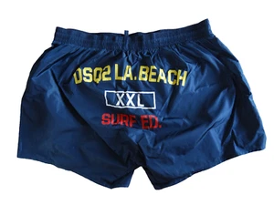 DSQUARED2 NAVY BLUE L.A. BEACH XXL SURF ED. SWIM TRUNKS BEACH SHORTS XL 52 ITALY - Picture 1 of 9