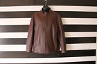 Vogue Virile Mens Brown Leather Jacket Sheep?S Skin Fabric Silk Blend Lined Sz L