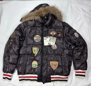 Vintage MONCLER Leon Jacke braun Kunstfell Daunen isoliert Gorpcore Größe 9 US 4XL - Bild 1 von 23