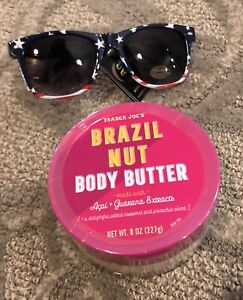 Trader Joe's Brazil Nut Body Butter  + Sunglasses USA Flag Stars Stripes UV400
