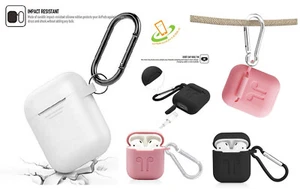 For Apple Airpods Case Thick Silicone Soft TPU Rubber Hybrid Case Keychain Cover - Picture 1 of 32