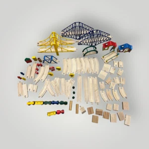 First Learning WOODEN TRAIN Set with Accessories - Picture 1 of 7