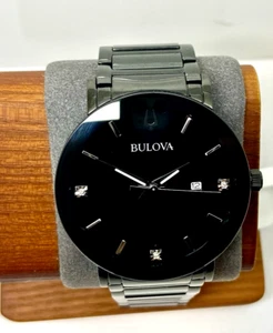 Bulova 98D144 Men's Watch Futuro Modern Three Diamonds 42mm - Small Repair - Picture 1 of 15