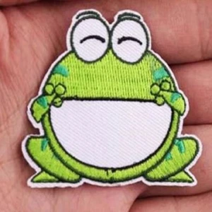 ÉCUSSON PATCH THERMOCOLLANT, Grenouille verte, 5 x 4,5 cm, applique à repasser - Picture 1 of 1