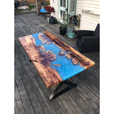 Dark Blue Epoxy Table, Costume Wooden table, Wooden Coffee Table, Console Table. - Image 1 of 4