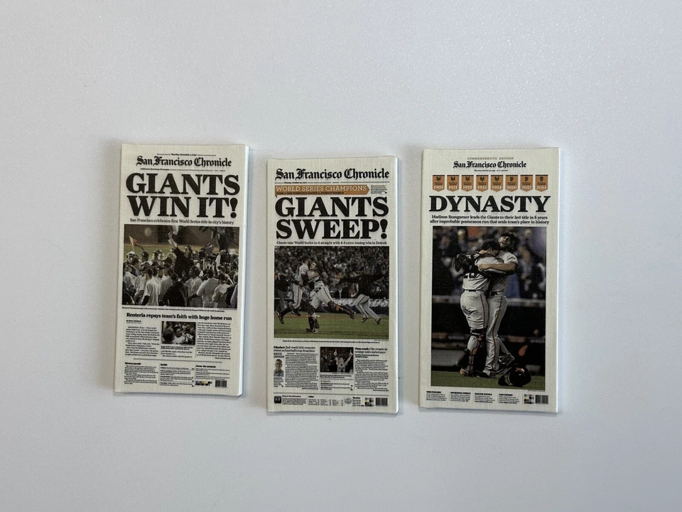 San Francisco Giants World Series Magnets * Front Page Newspaper * Free Sticker - Image 1 of 4