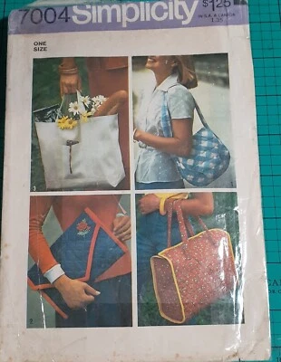 Vintage Pattern #7004 Simplicity Set of Bags Purse Shopping Envelope Satchel - Image 1 of 4