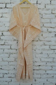Kaftan Indian Cotton Hand Block Beach Wear Night Maxi Long Caftan Summer 2k25 - Picture 1 of 5