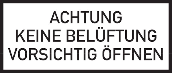 KÖNIG WERBEANLAGEN Hinweisschild Achtung keine Belüftung 150x350mm Folie-350x150mm Folie selbstkl.