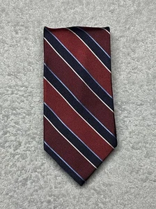 Chaps Ralph Lauren Neckwear Men’s Silk Tie Red Navy Blue Stripes Classic 3.5” in - Picture 1 of 14