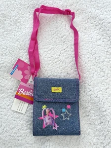 2002 Mini Barbie Blue Pink Denim Sparkle Shoulder Purse Bag by Pyramid NWT NEW - Picture 1 of 12