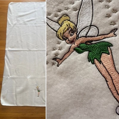 Disney Tinker Bell Embroidered White Fleece Plush Throw Blanket 30 X 47” Baby - Image 1 of 4