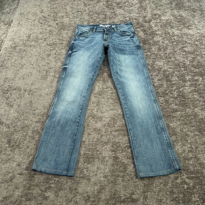 Pantalones de mezclilla retro Wrangler para hombre 30x31 azul corte bota ajustados elásticos vaquero occidental Foto 1 de 4