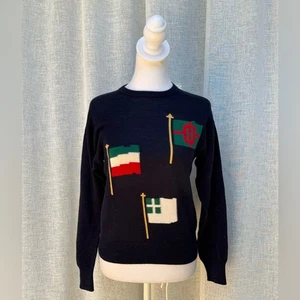 Hermes-Paris Pullover dunkelblau Flaggen Rundhals - Bild 1 von 8