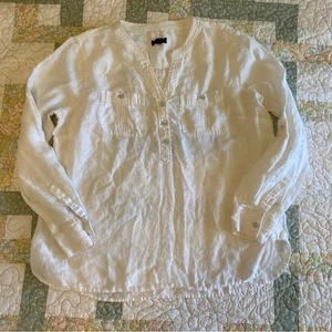 Talbot's Women's 100% Lightweight Linen  White Button-Up Women's Top Size Small - Picture 1 of 7