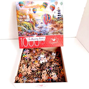 Jigsaw Puzzle 1000 Piece Lighthouse Hot Air Balloon Sunset Cardinal 18" x 24" - Picture 1 of 6
