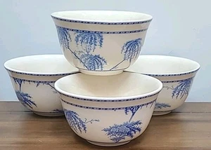 4 Pottery Barn SOPHIA Blue White Stoneware Cereal Soup Dessert Crackle Glaze 6" - Picture 1 of 4