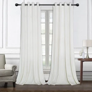 Vanilla Velvet Curtains for Living Room - Thermal Insulated Velvet Blackout C... - Picture 1 of 7