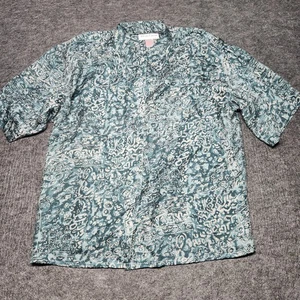 Rhoda Lynne Womens Vintage Silk Blue Abstract Swirl Blouse Granny Core Large - Picture 1 of 6