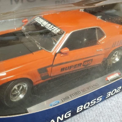 Welly 69 Ford Mustang BOSS 302 Red W/ Flowmaster Exhaust Advertising Super 44 - Image 1 of 4