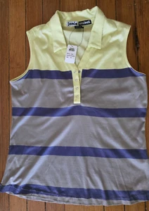 Jamie Sadock Sleeveless Golf Multi Color Top Snaps & Collar Med. NWT 100% Cotton - Picture 1 of 4