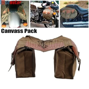 Canvass Saddle Bags Waterproof SaddleBags Universal Fit for Honda Suzuki Yamaha - Picture 1 of 10