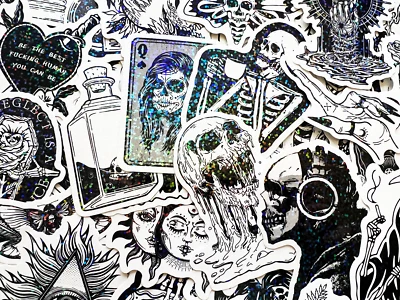 10-100 Cool Holographic & Reflective Sticker Pack Gothic Themes Lot For Laptops - Image 1 of 4