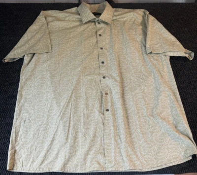 Henry Grethel Short Sleeve Button Down Men's 3XLT Green White Floral Shirt - Image 1 of 4