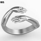 925 Sterling Silver Love Hug Ring Band Open Finger Fully Adjustable Jewelry UK