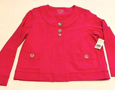 Jaqueta Blazer Neon Buda Rosa Quente Grande Botão Frontal Leve Algodão Pequeno Extra Grande NOVA - Imagem 1 de 4