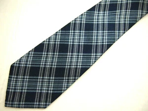 Banana Republic Mens Necktie Tie Navy Light Blue Plaid Skinny 60" - Picture 1 of 4