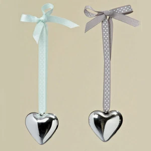 Cœur Argent avec Bande Gris Ou Vert Tenture de Sapin de Noël Advent Pâques Déco - Bild 1 von 7