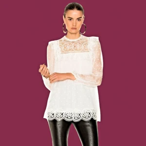 ZIMMERMANN Meridian Circle Lace Silk Blouse flowing ruffled top sz 2 (US 8 M) 3C - Picture 1 of 14