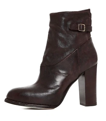 Alberto Fermani Z80116* Botín de cuero con cremallera lateral punta redonda marrón para mujer 38,5 EU Foto 1 de 4