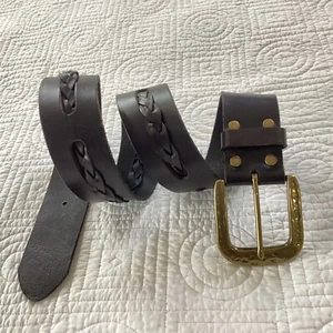 Linea Pelle Collection breiter Ledergürtel schwarz Messingschnalle Damen Größe L - Bild 1 von 18