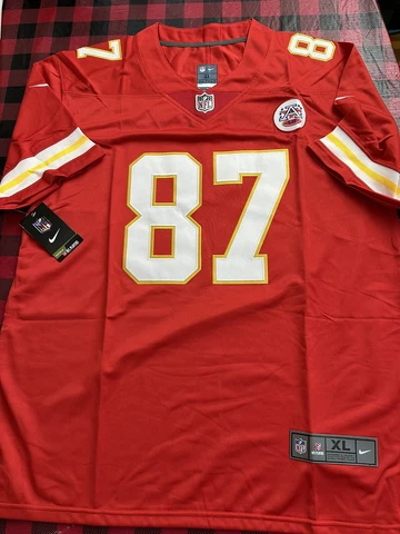 Kansas City Chiefs Travis Kelce #87 Red Stitched Football Jersey Mens XL NWT Cover