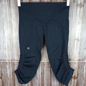Lululemon Athletica In The Flow Crop Leggings  Women's Size 4 Heathered Black - Picture 1 of 8