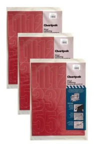 Chartpak 4-inch Red Stick-on Vinyl Numbers (01194), 3 PACKS - Picture 1 of 1