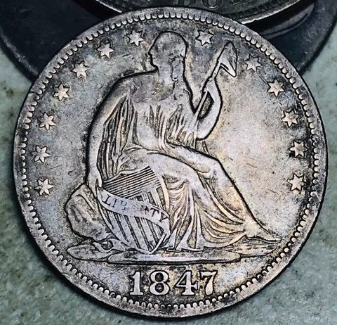 1847 O Seated Liberty Half Dollar 50C Ungraded Choice Silver US Coin CC17523 Cover