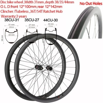 Super Light 700C Carbon Fiber Gravel Road Bike Wheelset Ratchet 36T 54T Hub XDR - Image 1 of 4