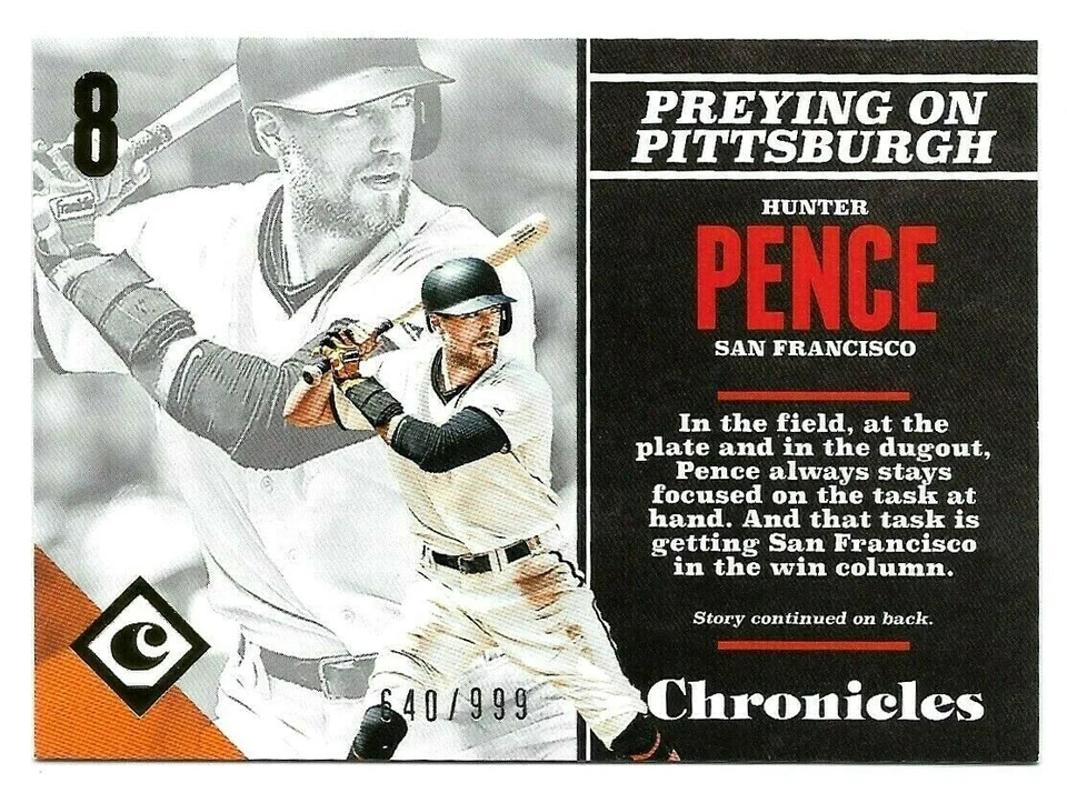 Hunter Pence 2017 Panini Chronicles GOLD Parallel #12 /999 San Francisco Giants - Image 1 of 1