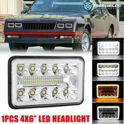 4x6" INCH Chrome LED Headlight Hi/Lo DRL Turn for Oldsmobile Delta 88 1976-1986 - Image 1 of 4