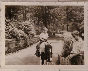 1955 Child Riding Pony Highland Park Zoo Pittsburg Found Photo Estate 4.5"x3.25" - Picture 1 of 2